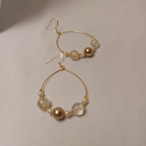 Hand Crafted Gold-Toned Beaded Hoop Earrings